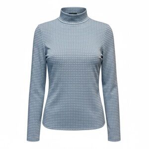 Madewell Jacquard Puff-Sleeve Mockneck Top Blue Plus Size 1X Sweater Cozy Core